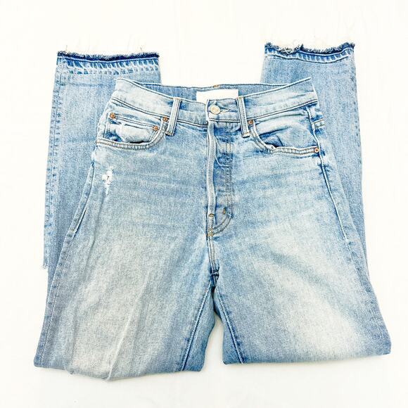 Mother Superior High Waisted Hiker Hover Undone On My Knes Denim Jeans Size 24 - Picture 4 of 9